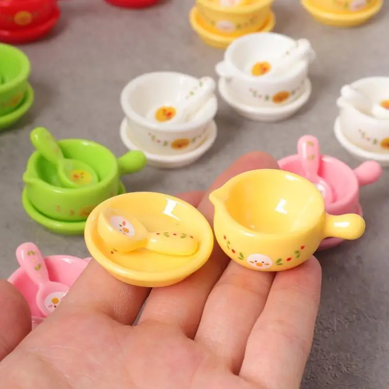3Pcs 1/12 Dollhouse Mini Noodle Bowl Dish Plate Set Simulation Tableware for Doll House Scene Decoration Play Props