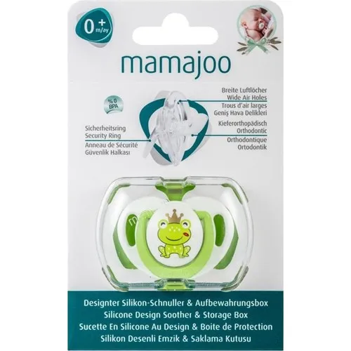 ماماجو مصاصة منقوشة واحدة و علبة التخزين الملونة 6-12 شهرا + الضفدع الأمير