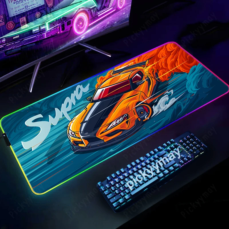 

Large RGB Mouse Pad XXL Sports Car Gaming Mousepad LED Mouse Mat Gamer Mousepads Table Pads Keyboard Mats Deskmat With Backlit