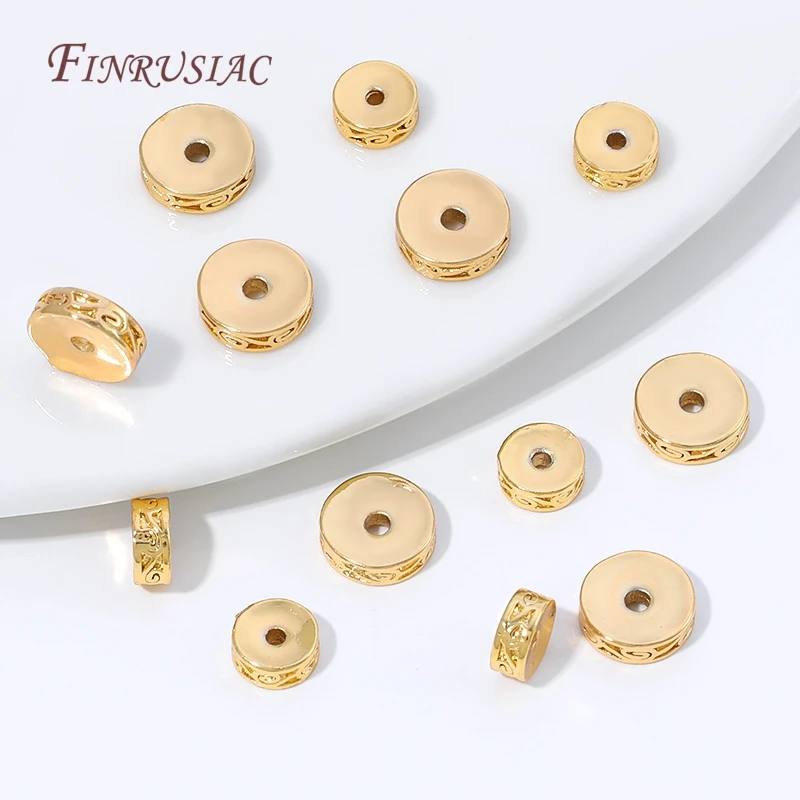 18K Gold Plated Flat Round Spacer Beads,Metal Separator Beads For DIY Necklace Bracelet Jewelry Making Findings,Handmade Bead image 6