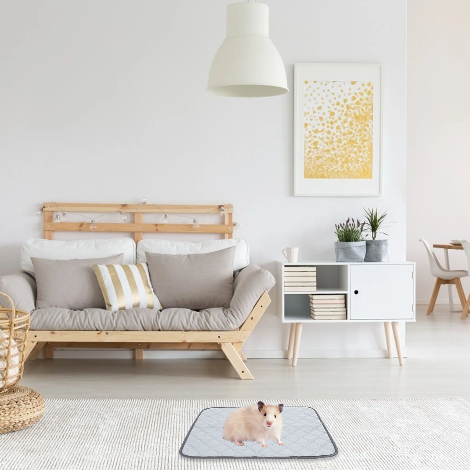 

Hamster Cage Pee Mat Reusable Washable Non-Slip Small Pet Cage Liner for Guinea Pig Bunny Bedding Training Pad