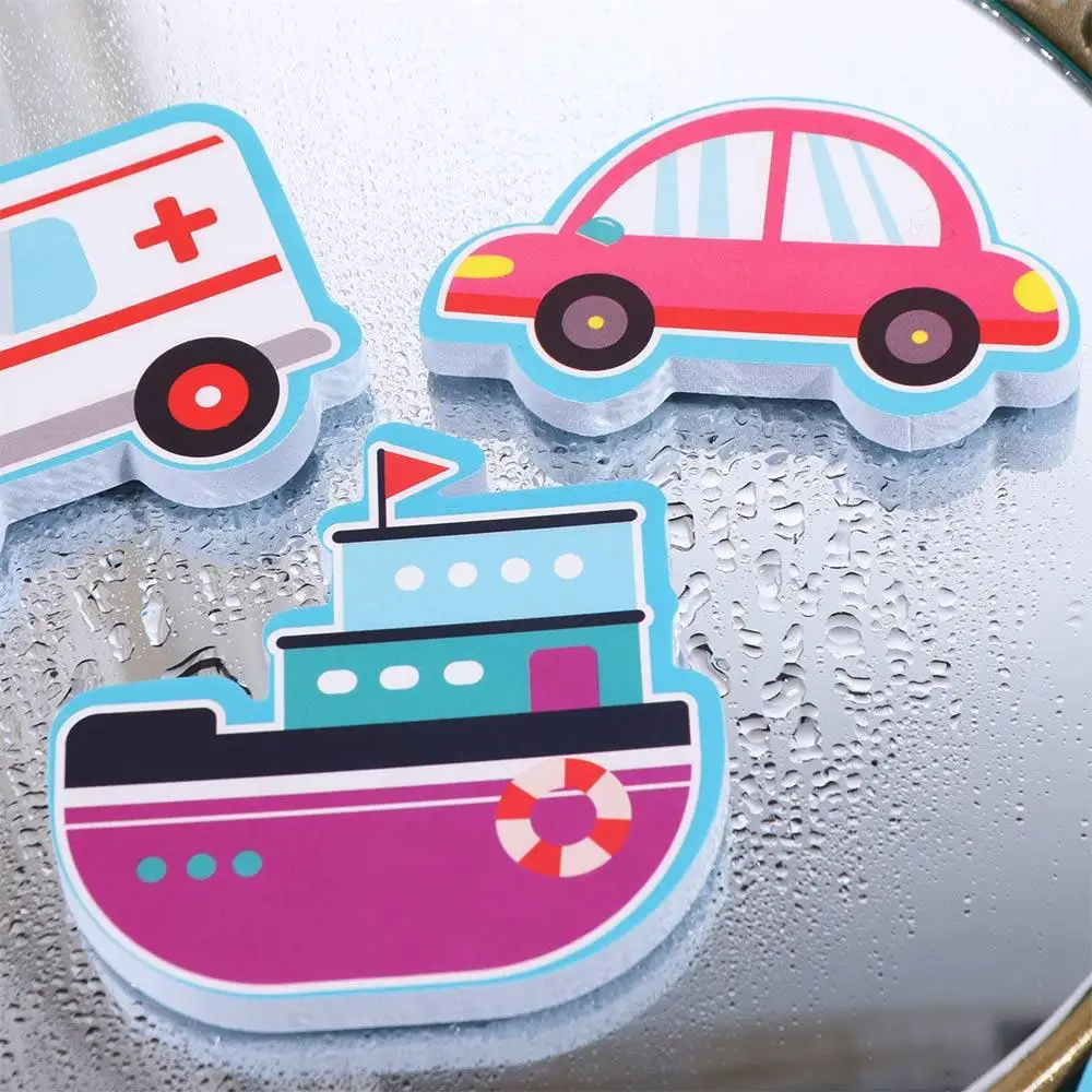 EVA Bathroom Play Water Game Toys Floating Car Boat Children Puzzle Bathing Toys DIY Sticker Toy Cartoon Baby Bath Puzzles Toy