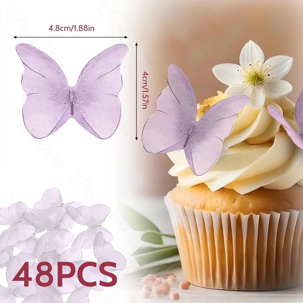 48 Stuks Paarse Vlinder Cake Decoratie Kleurrijke 3d Vlinders Cupcake Toppers Voor Verjaardag Bruiloft Vlinder Cake Decoratie Aanbod