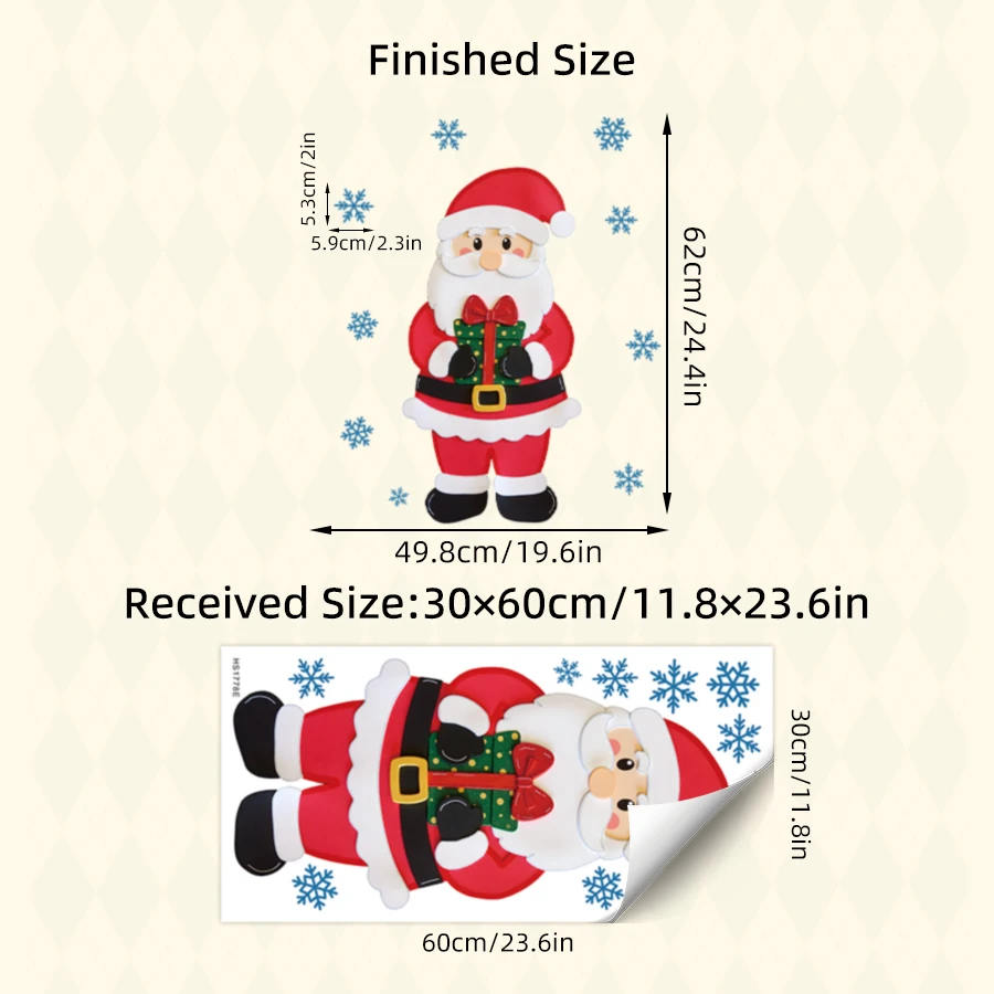 Kerstman met geschenkdoos Kerst muurstickers verwijderbare zelfklevende voor slaapkamer woonkamer decoratie muurtattoo