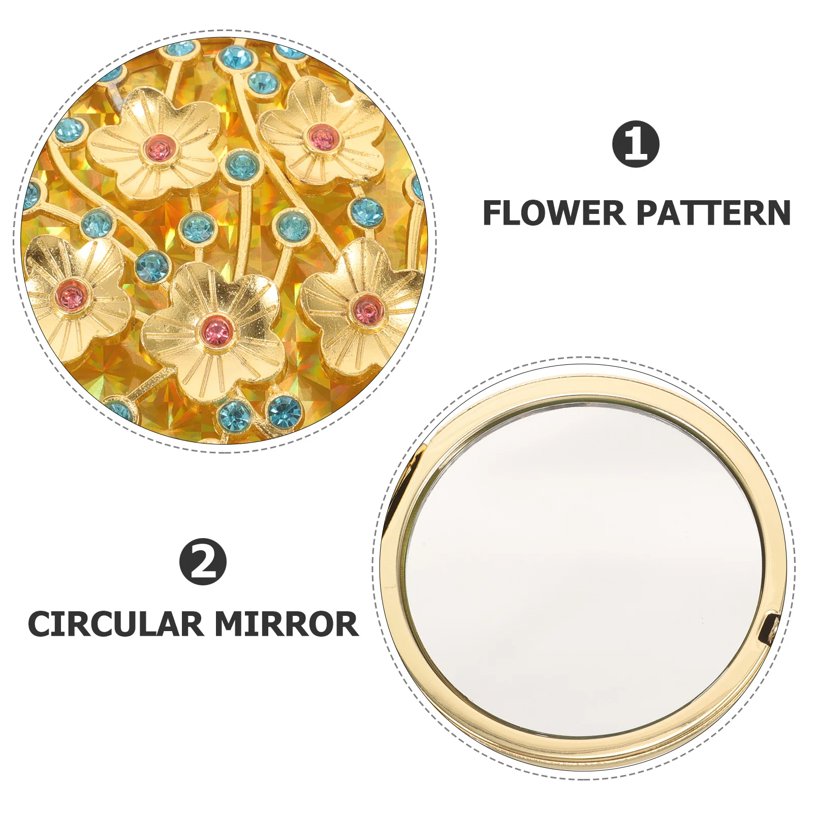 

Lightweight Small Vintage Gold Compact Makeup Hand Mirror Portable Travel Pocket Mirror Decorative Mirrors