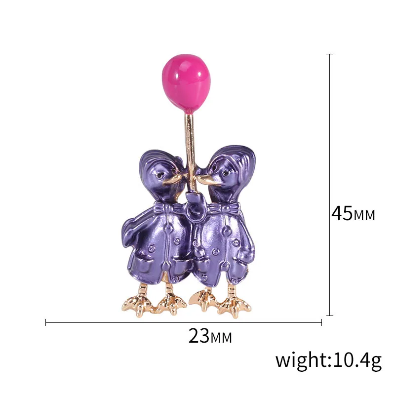 Fashion Enamel With Balloon lover Duck Brooch 3-color Optional Banquet Backpack For Couples To Send Gifts To Each Other