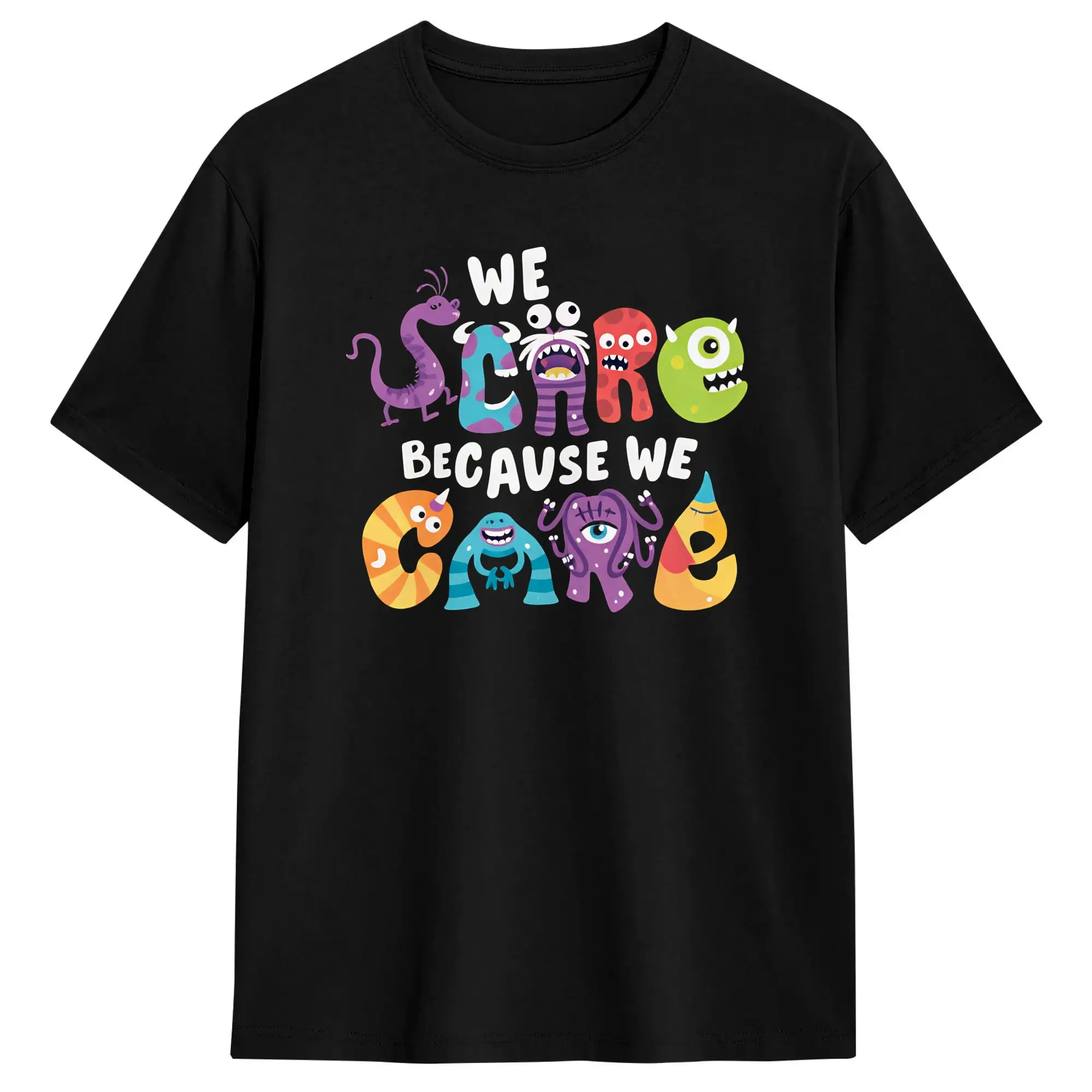 Image of Herren-T-Shirt „Comic MU“ von Monsters Inc. aus reiner Baumwolle, einzigartiges Kurzarm-T-Shirt mit Rundhalsausschnitt, T-Shirt in Übergröße