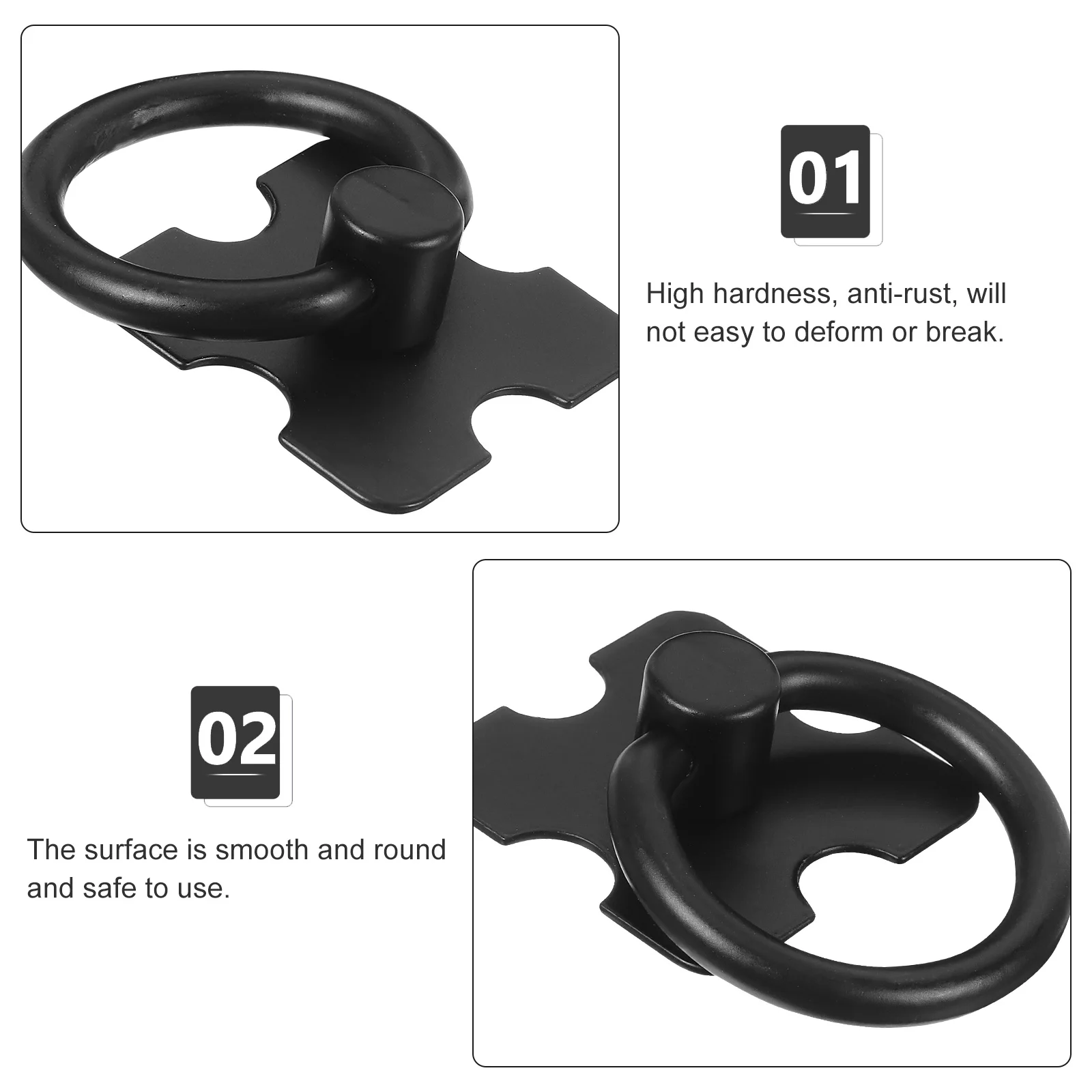 4 Buah Pegangan Laci Furnitur Pegangan Kabinet Dapur Lemari Buku Cincin Hitam Pegangan Perangkat Keras Furnitur Tarikan Laci Kabinet