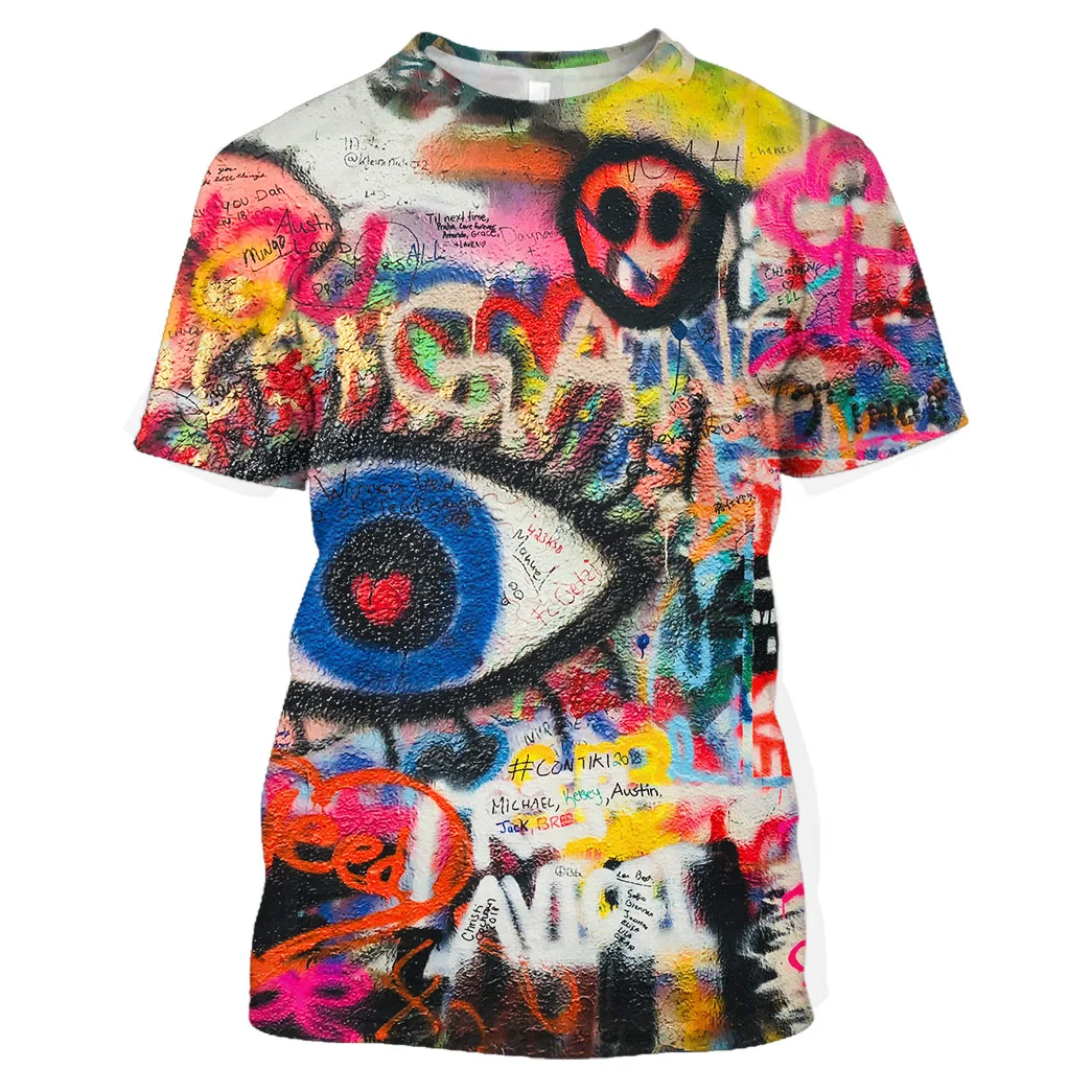 Jumeast Doodle 3D Graphic T-Shirts Hip Hop Splatoon Print Y2k T Shirty Short Sleeve Man Sweat Streetwear Wall Art Baggy Jumpers