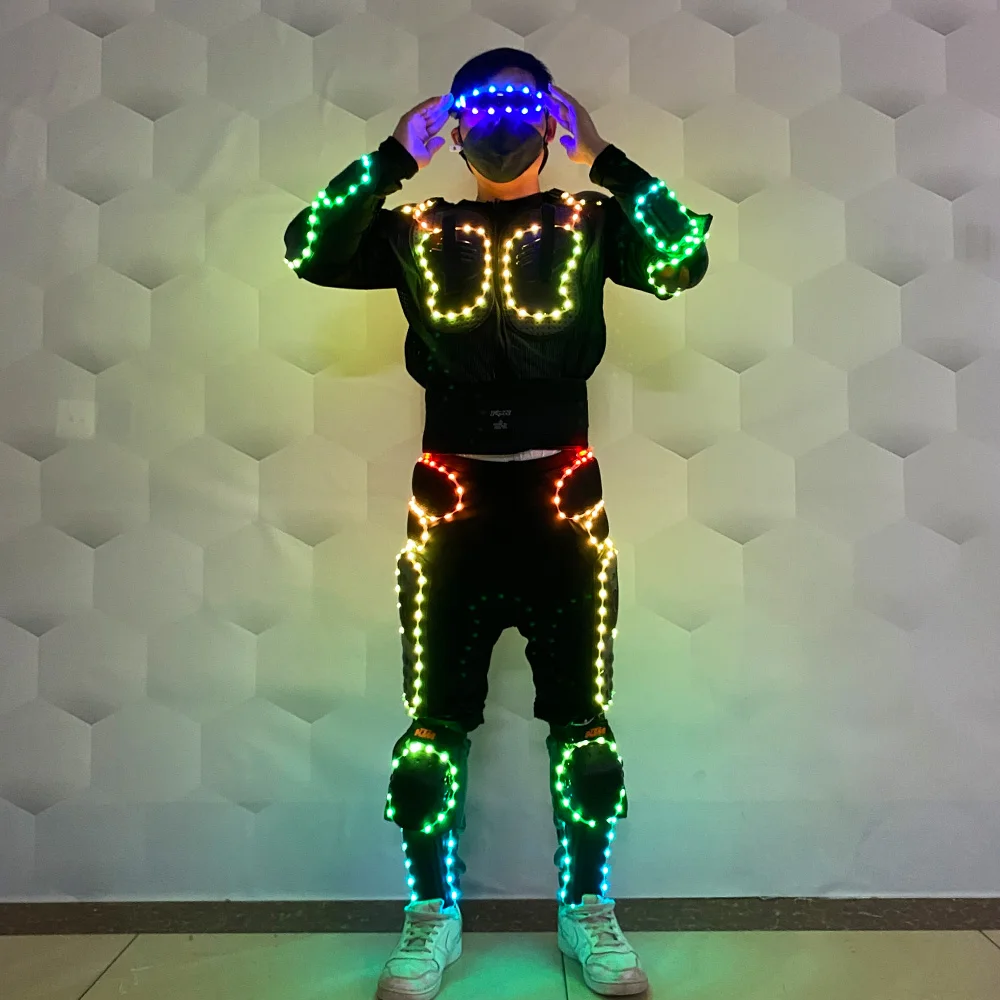 Full color LED Robot suit Walker Suit Remote Control led glasses Light up jacket Motorcycle armor Suit Cool party light up props