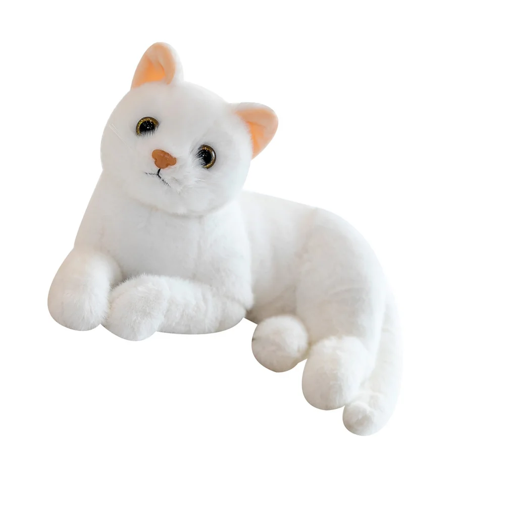 Jouet en peluche en forme de chat pour enfant et bébé, jouet décoratif blanc, simulation d'animal