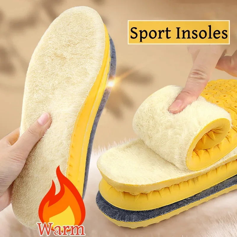 Lambswool Insoles Real Wool Self Heated Thermal Warm Shoes Pad Winter Thickened Plush Anti-bacterial Anti-odor Soft Feet Insoles