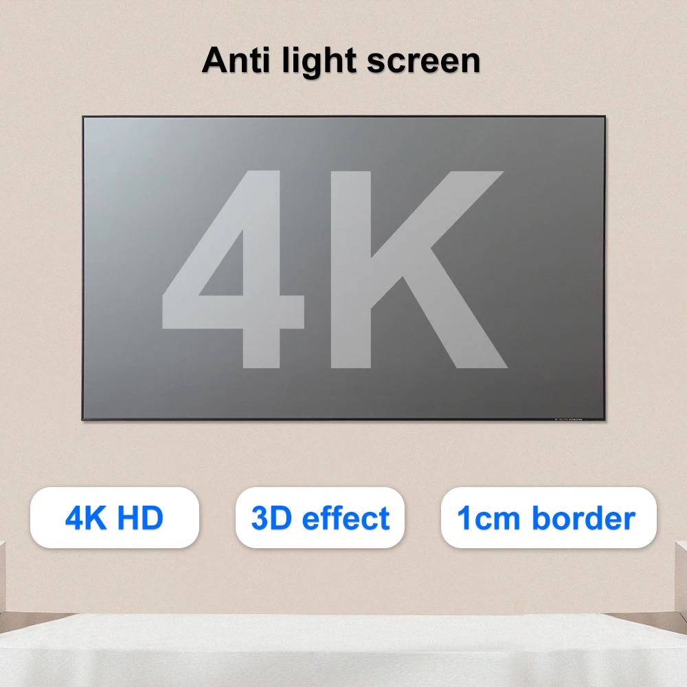 Easy 16:9 anti Light Screen Portable 3D High-Definition Projection Screen Suitable for Touyinger H6/Q10 Projector Multiple Size