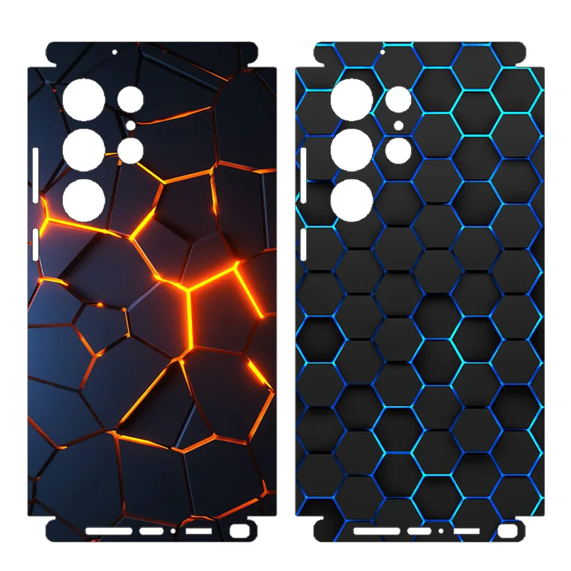 for Samsung Galaxy S23 S22 Ultra Plus Decal Skin Honeycomb Cracked Back Screen Protector Cover Aesthetic Sticker