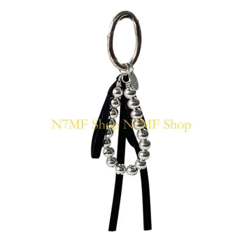 N7MF Dynamic Ribbon Decoration Bowknot Keychain Charm Pendant with Heart Accent for Enhancing Bags and Phones Wallet