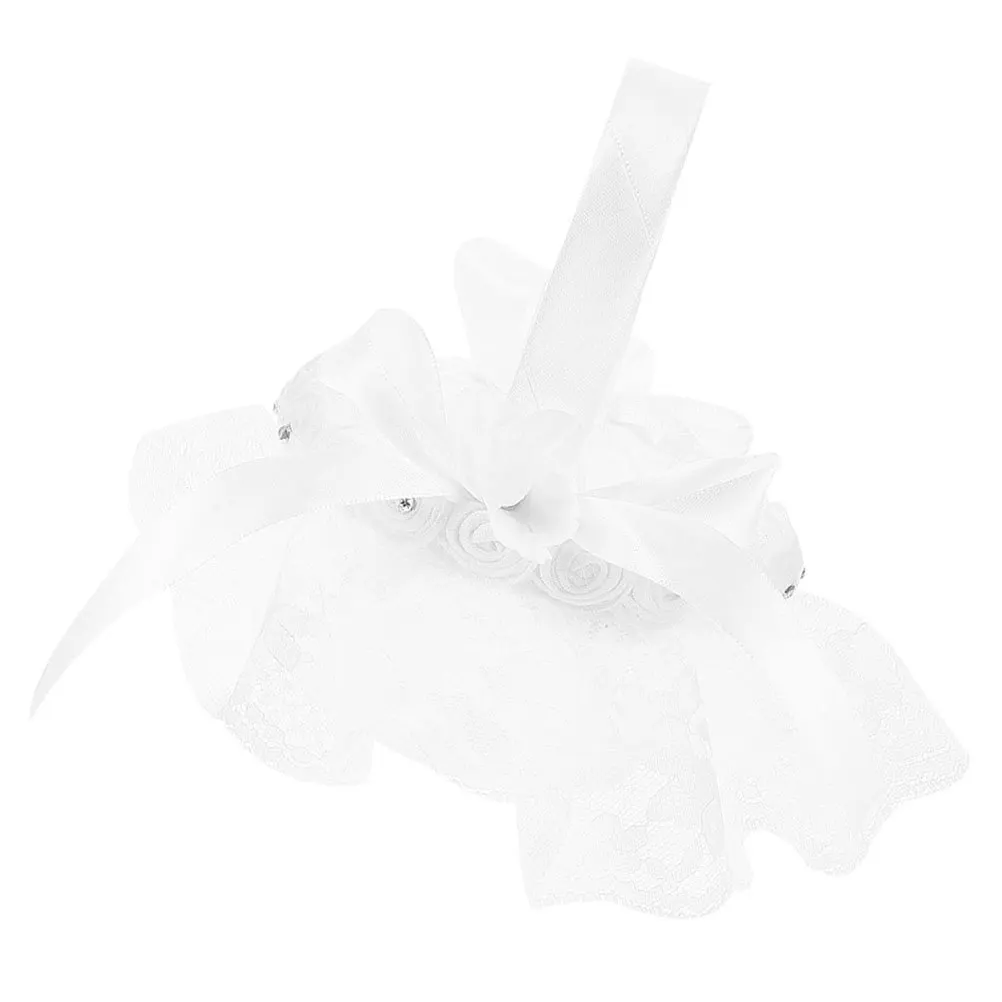 

Small Wedding Flower Girl Basket Lace Handle Basket Petal Collection Elegant Wedding Ceremony Decoration Flower Girl Accessory
