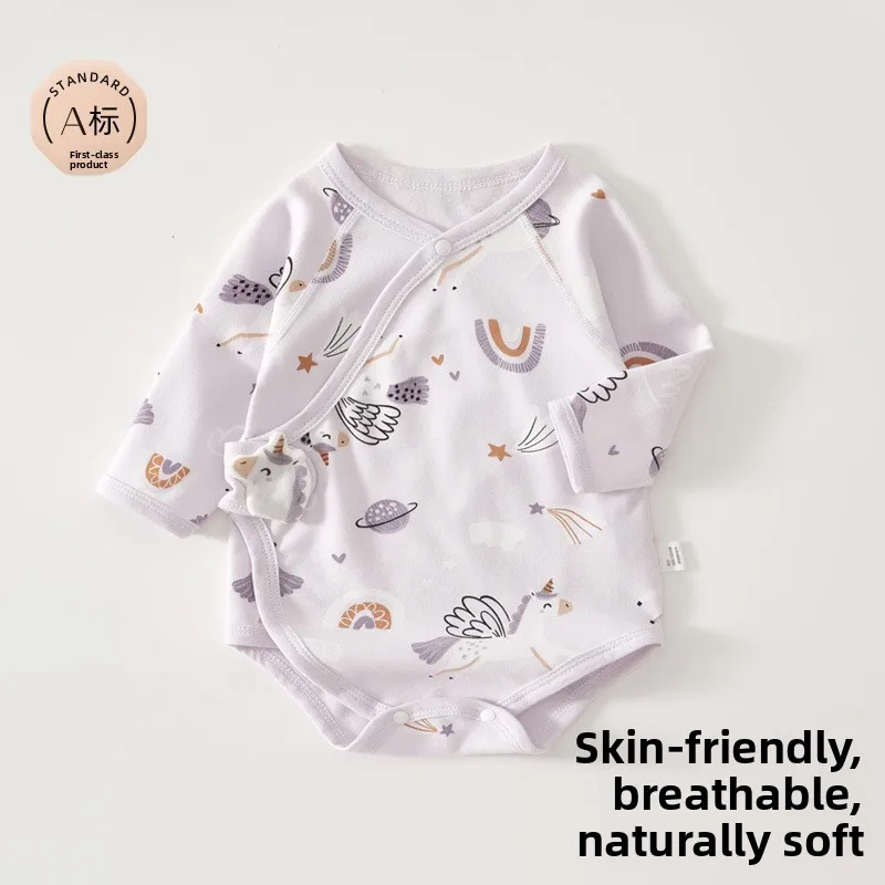 

Baby Pure Cotton Khaki Colored Cotton Long Sleeved Pajamas 0-18 Months Newborn Clothes Spring and Autumn Jumpsuit