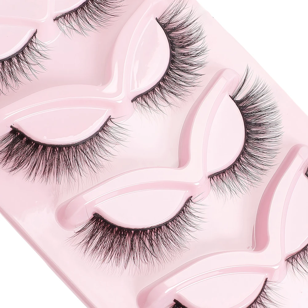 유럽과 미국 스타일의 촘촘하고 길어진 속눈썹을 위한 3D 고양이 눈 인조 속눈썹 5쌍