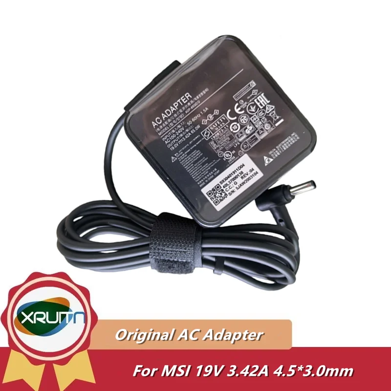 

Original DELTA ADP-65GD D AC Adapter 19V 3.42A 65W For MSI Modern 15 MS-1552 Modern 14 Laptop Charger S930401922D04 4.5x3.0mm