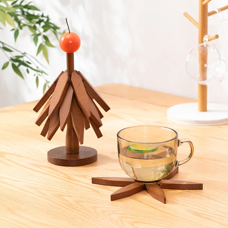 

Premium Heat Resistant Christmas Tree Wooden Coaster Creative Table Decor