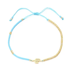 ZMZY Stainless Steel Gold Color Cactus Charm Bracelets For Women Girls Adjustable Bracelet Fashion Pulseira Jewelry Wholesale
