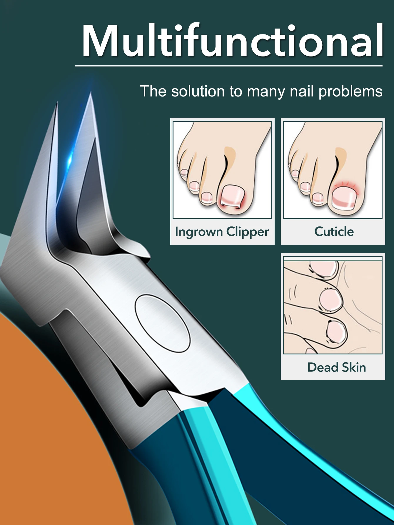 1 قطعة أداة قص الأظافر كماشة المهنية نام أظافر مسمار المقص إزالة الجلد الميت الفولاذ المقاوم للصدأ باديكير أداة