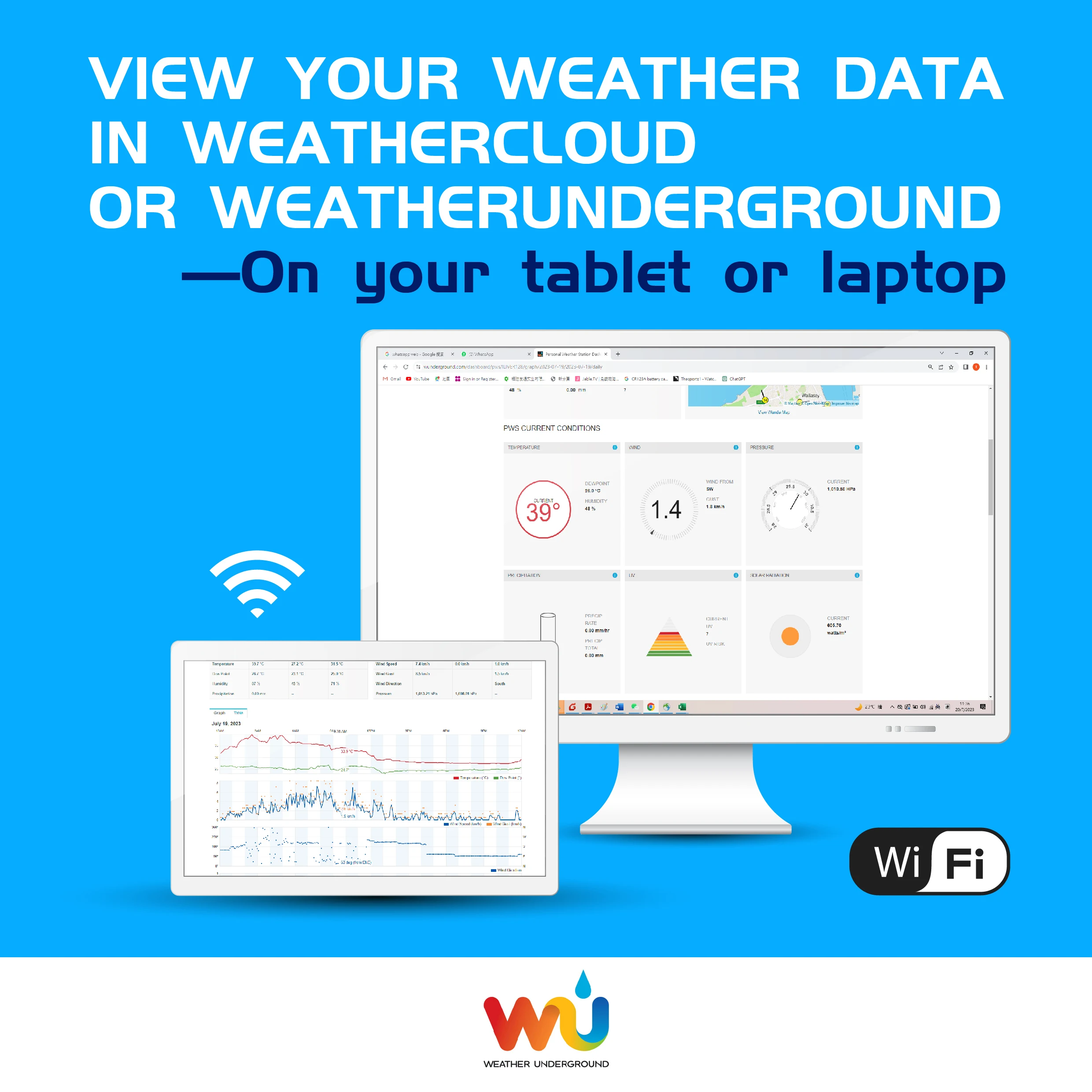 ワイヤレスwifi気象ステーション,風力および雨計,UVインデックス,ソーラーパネル,プロフェッショナル気象ステーション,7 in 1, 10.2インチ,新品,2024