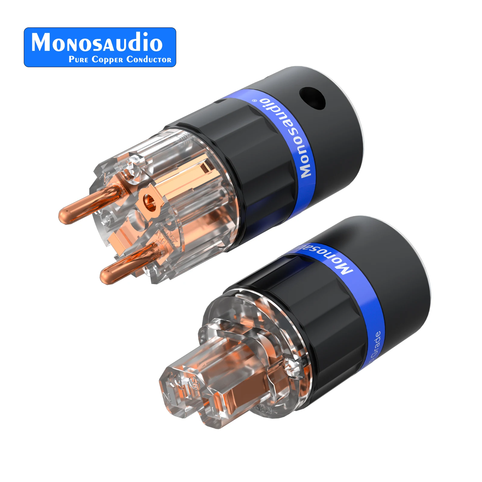 Monosaudio E105G/F105G Pure Copper European Power Plug connector Audio Schuko Plug Adapter For DIY Power Cable
