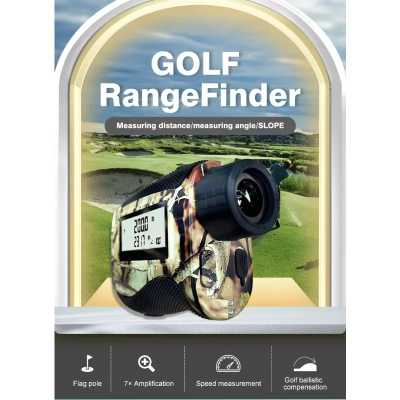 Archery Deer Hunting Laser Rangefinder 7X 5-2000Yards LCD Slope Compensation Flagpole Lock Vibration Rechargeable CR-2 Precision