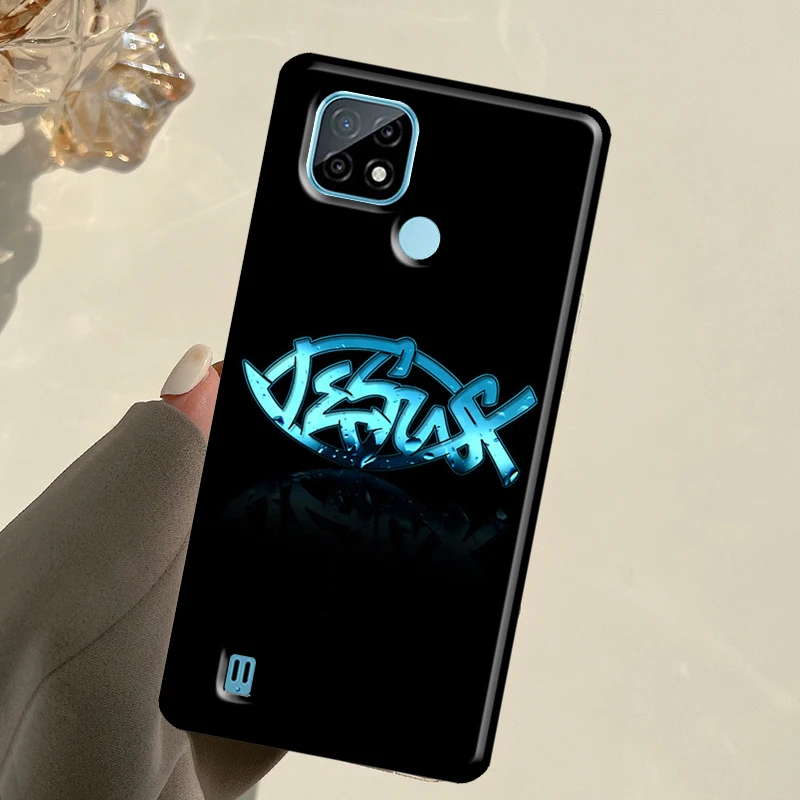 رمز السمكة يسوع المسيح المسيحي ل Realme 14 Pro Plus 10 11 12 13 GT 6 6T 5 GT7 Pro C61 C55 C53 C51 C21Y C25S C67 C75 #6