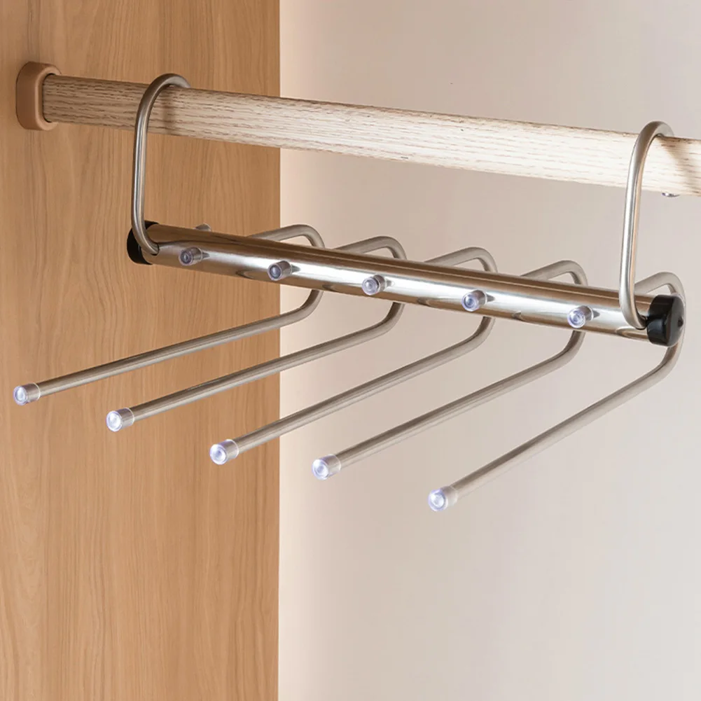 5/9 Layer Pants Storage Hanger Folding Telescopic Multi-Layer Trouser Rack Space-Saving Clothes Drying Rack Clothing Organiser