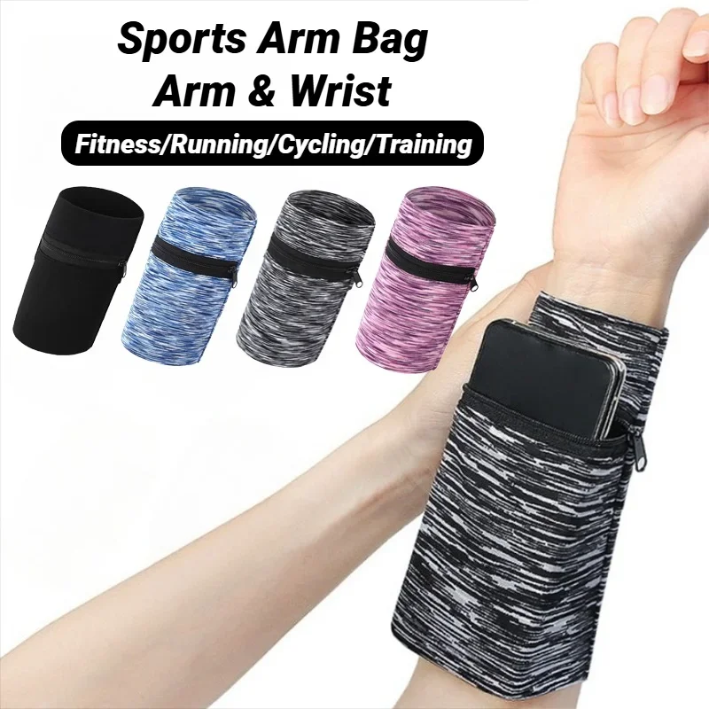 Handgelenktasche mit Reißverschluss, leicht, für Telefon, Schlüssel, Karten, schweißfest, für Fitnessstudio, Fitness, Sport, Radfahren, Armband, Armtasche