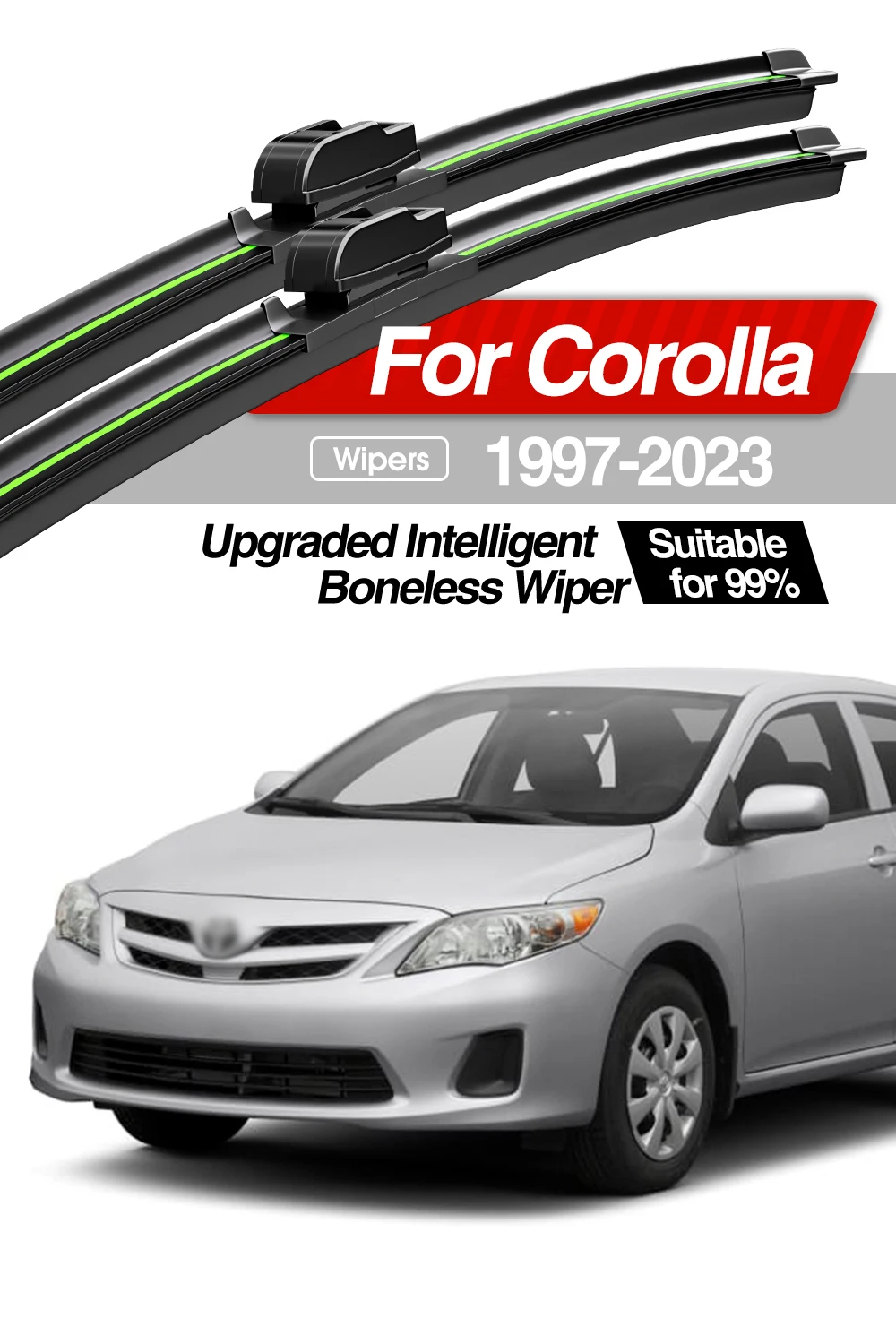 Für Toyota Corolla 1997-2023 Frontscheibe Wischer Klingen 2 stücke Windschutzscheibe Fenster Zubehör 2000 2004 2007 2012 2016 2019 2021 – Detail 1