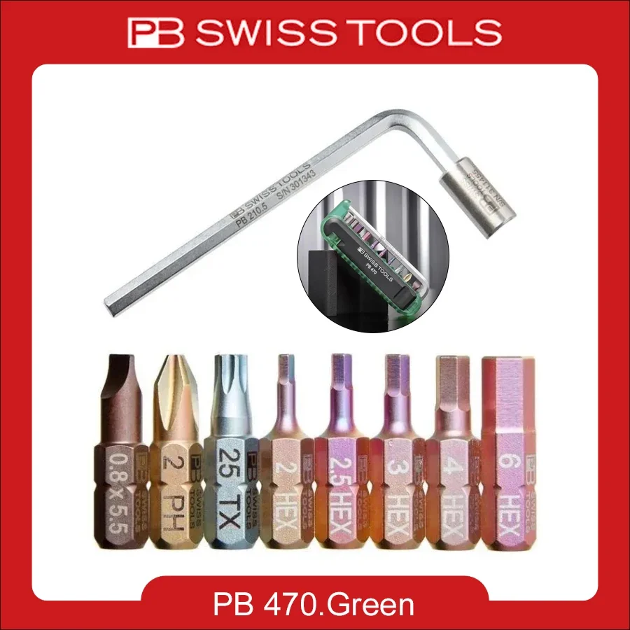 PB  470 SWISS Tools 9PCS Bit Set with Allen Key, Steel Adapter, Tire Lever for Bicycle Repair Etc Series  screwdriver bit set