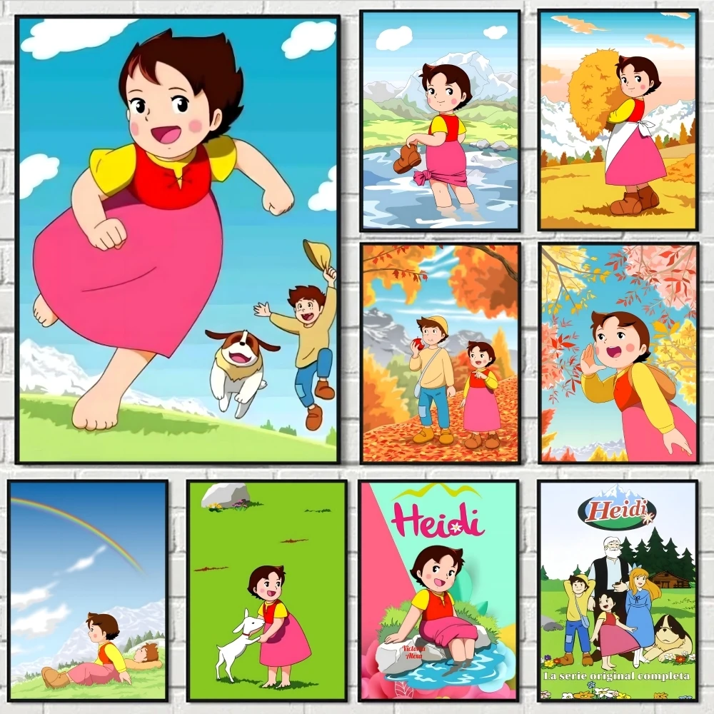 

Japan Anime Movie H-Heidi Painting Calligraphy Minimalist Print Canvas Poster Unframed Wall Art For Home Office Decor