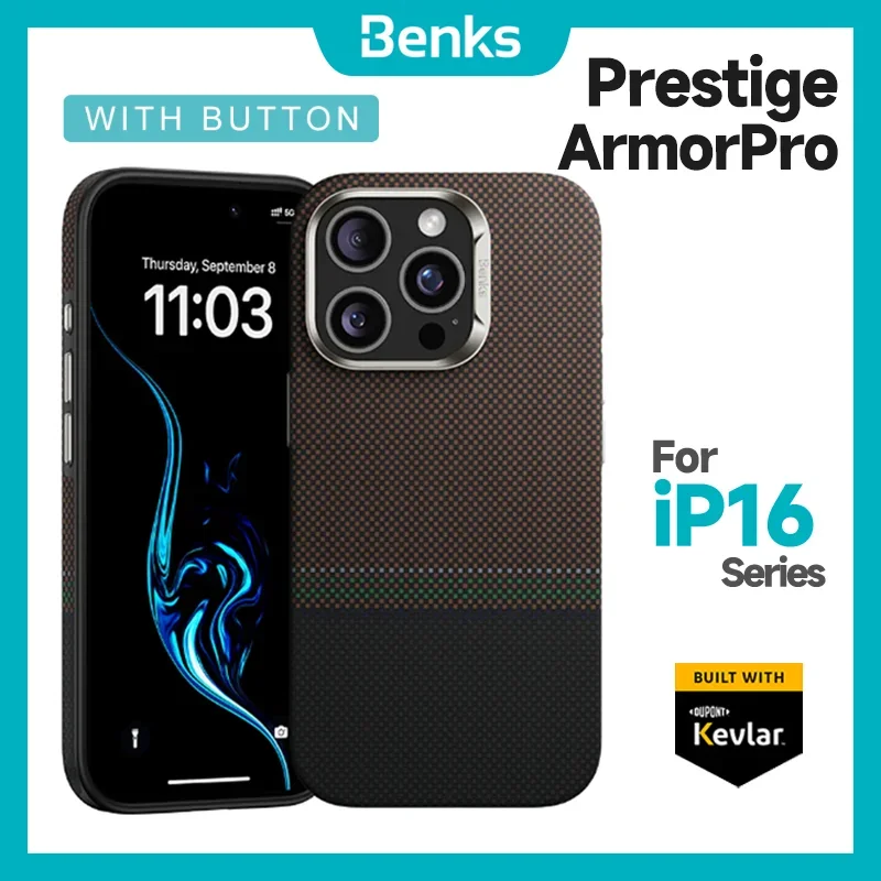 

Benks Magnetic Prestige ArmorPro Case Built with Kevlar Aramid Fiber for IPhone 16 Pro Max with Camera Button Protection Ultra