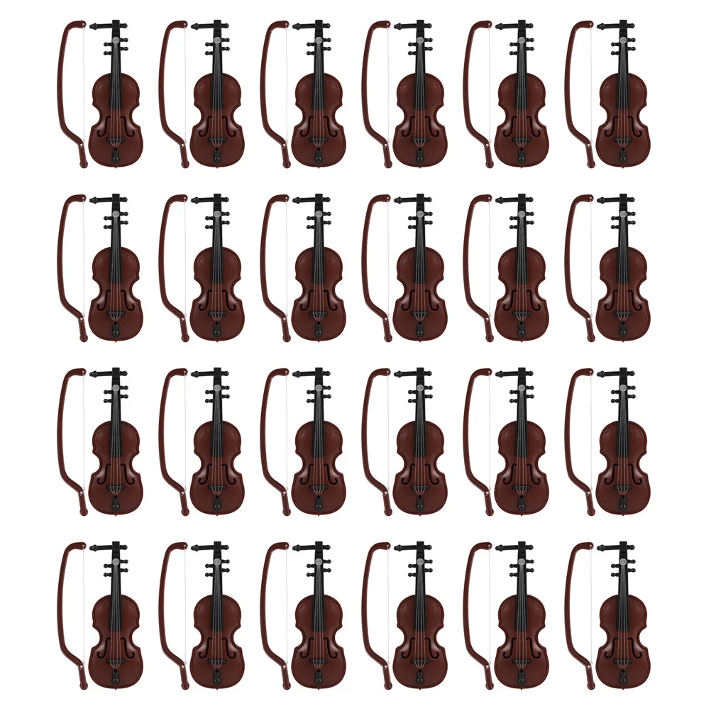 

24 Sets Mini Violin Christmas Musical Decorations Dollhouse Miniature Furniture Toy for Kids Plastic Instruments Child