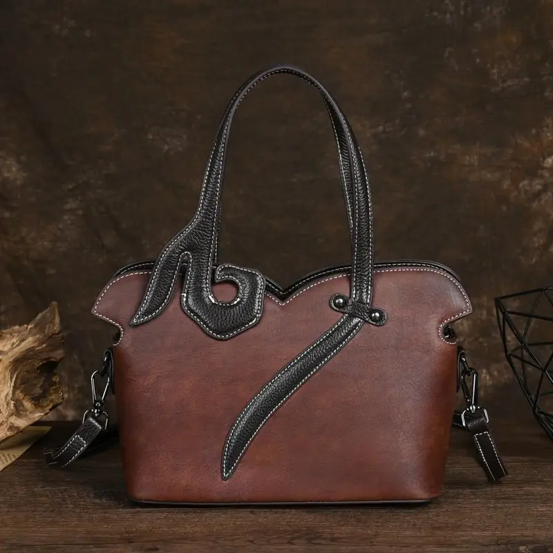 

New Fashion Women Handbags Genuine Leather Vintage Shoulder Bags Female Brand Luxury Real Natural Leather Crossbody Bag