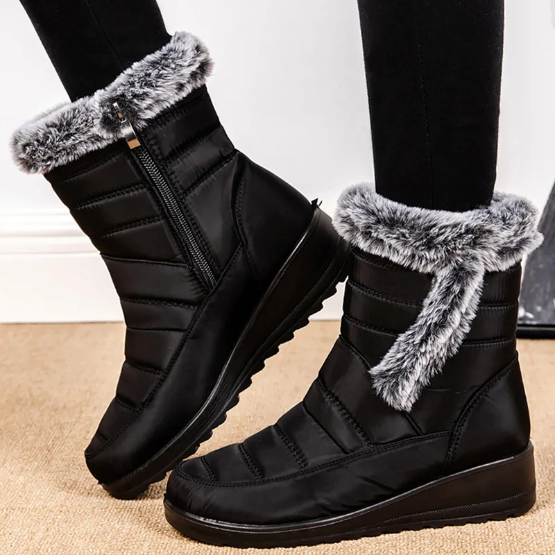 Snow Boots Woman 2025 Trend Ladies Shoes Waterproof Shoes Woman Fashion Ankle Boots Plush Women's Winter Shoes Boots Botas Mujer