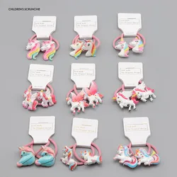 18 Styles 2 Pcs/set Unicorn Kids Rubber Bands Little Girls Scrunchies Stretch Hair Rings Baby Headband kawaii Hair  Accessories