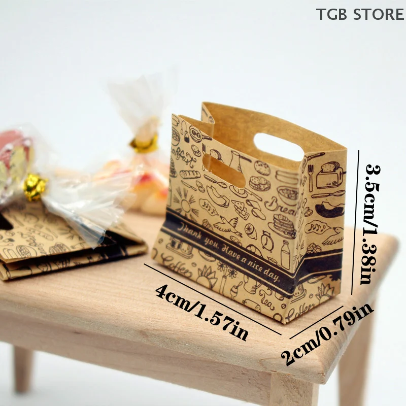 2 Stuks 1/12 Mini Lege Broodzak Koeienhuid Papieren Zak Model Poppenhuis Voedsel Verpakking Zakken Poppenhuis Accessoires