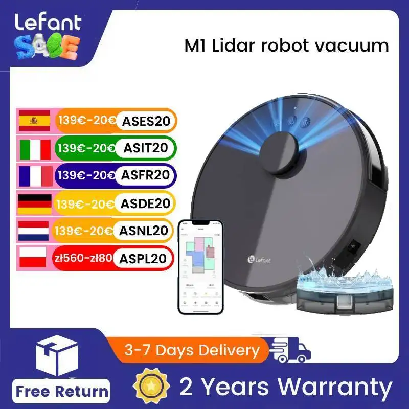 LEFANT M1 Robot Vacuum Cleaner with Multi-Floor Mapping, 4000Pa, 4000 mAh Battery, LDS Navigation,APP/Alexa,smart Home appliance