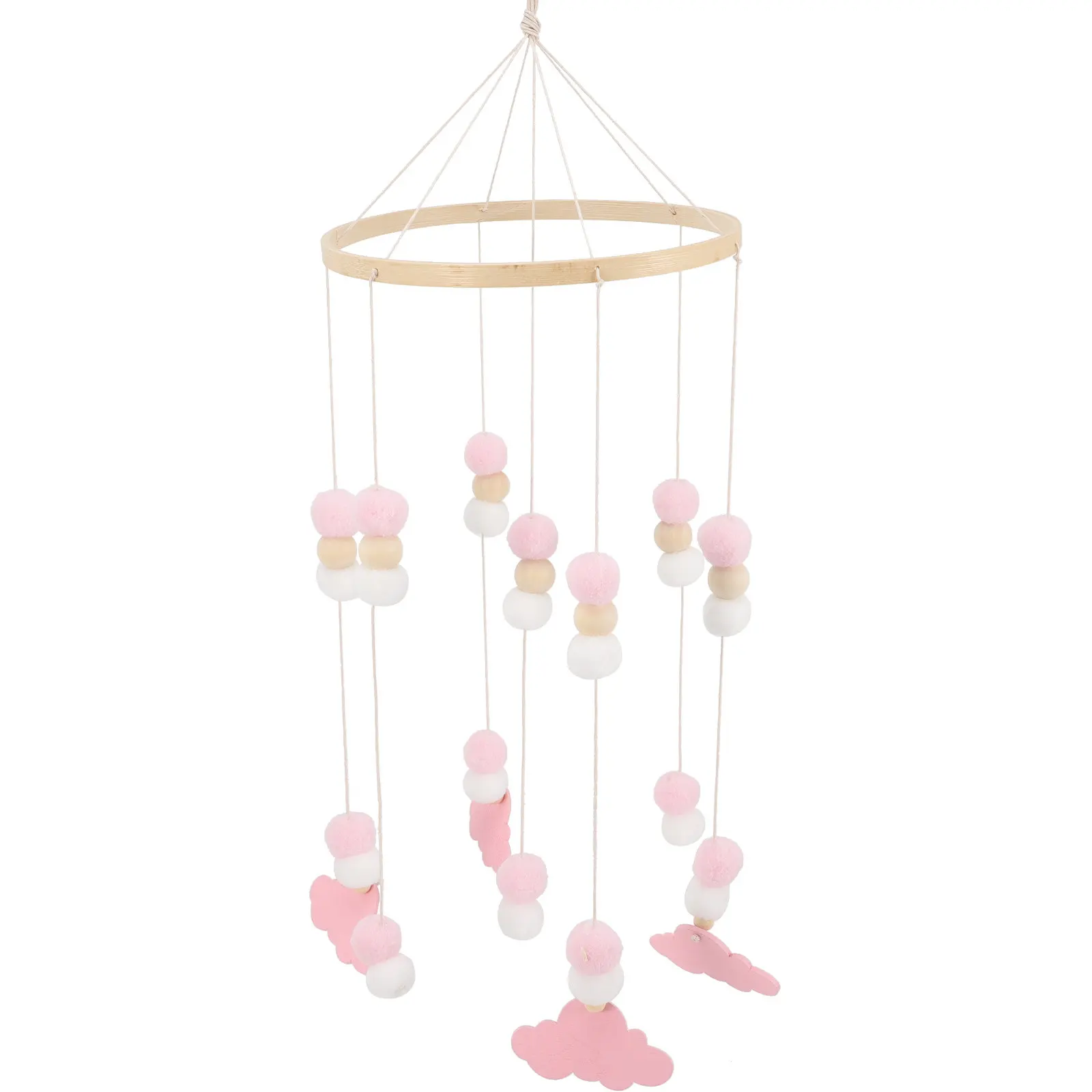 Mobile per Culla con Carillon, Pendenti in Legno e Feltro a Forma di Stella ed Elefante, Decorazione Sospesa per Cameretta, Campanella per Lettino, Blu e Argento