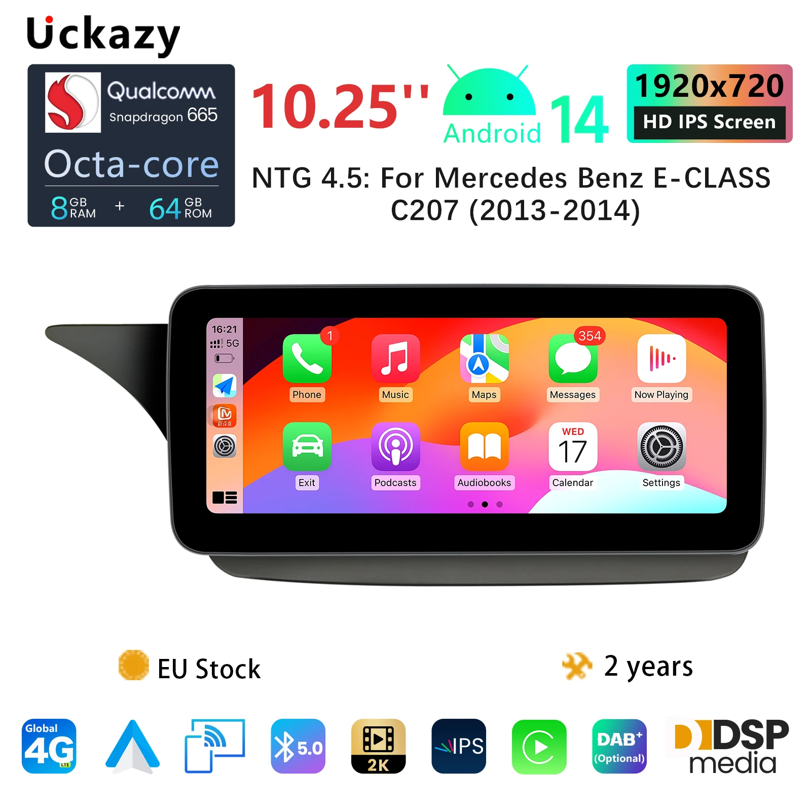

Qualcomm Snapdragon 665 Android 14 Carplay For MERCEDES BENZ E-Class C207 W207 A207 2009-2012 Screen AutoRadio Multimedia Stereo