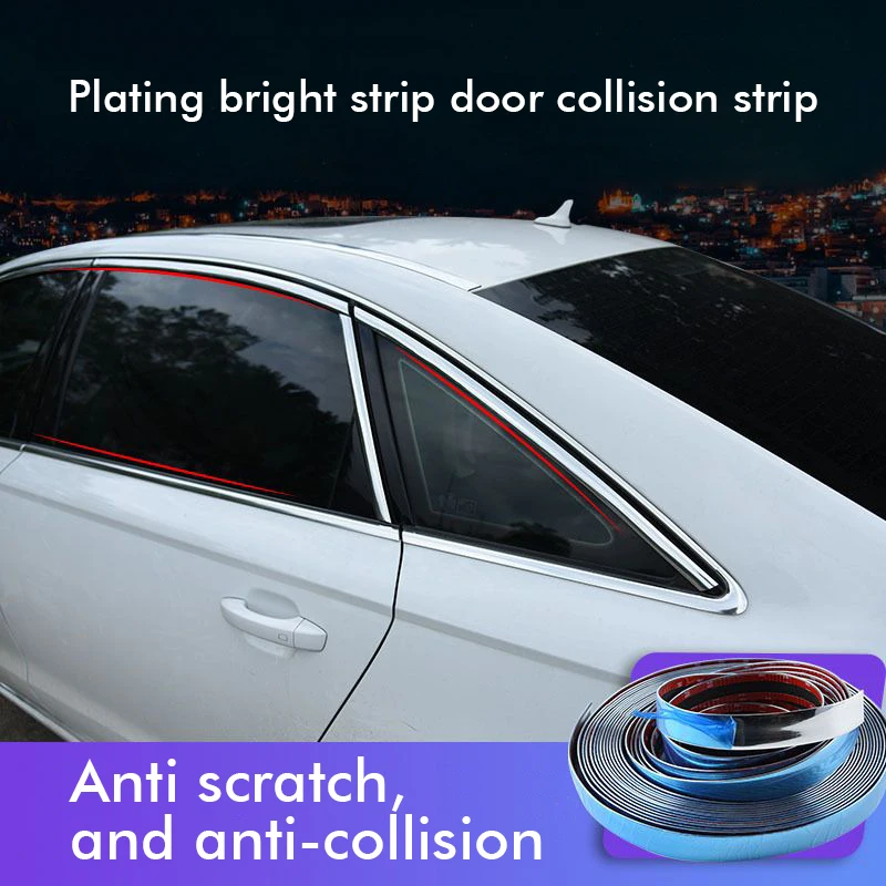 Car Chrome Strip Chrome Car Decoration Flexible Chrome Strip Universal Auto Self Adhesive Side Door Bright Strip Tape Stickers