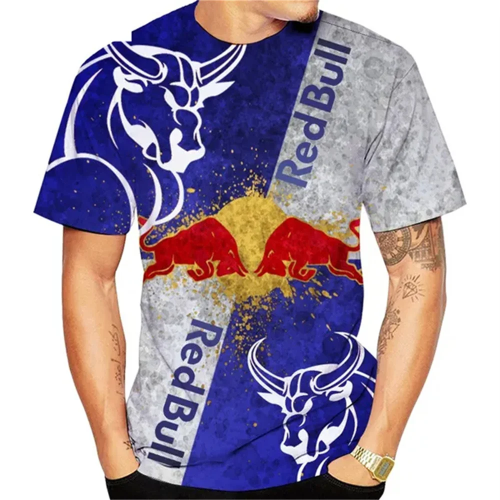 2025 verão nova motocicleta masculina corrida red bull logotipo 3d impresso red bull lazer ao ar livre bicicleta fora de estrada camiseta 6xl