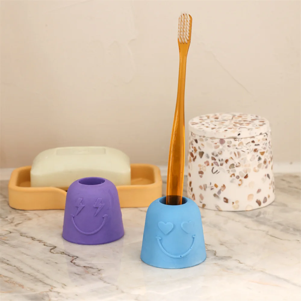 Boowan Nicole Pen Holder Concrete Silicone Mold Handmade Toothbrush Holder Jesmonite Mold Silicone Home Bathroom Decor