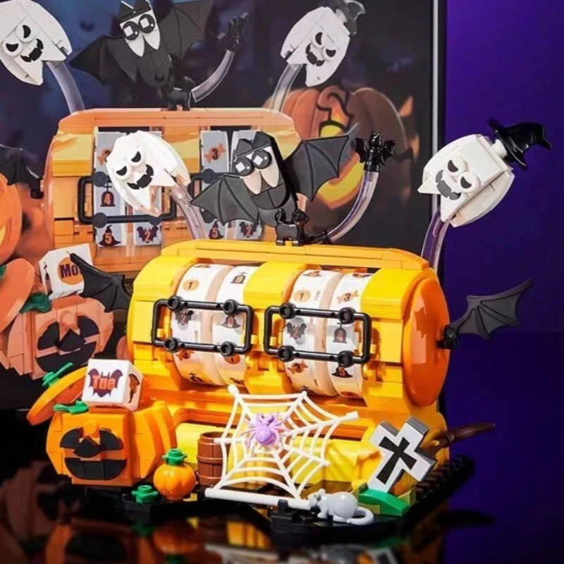 

DK715 Хэллоуин тематический календарь держатель для мобильного телефона образовательные строительные блоки праздничный счетный календарь Рождественский подарок