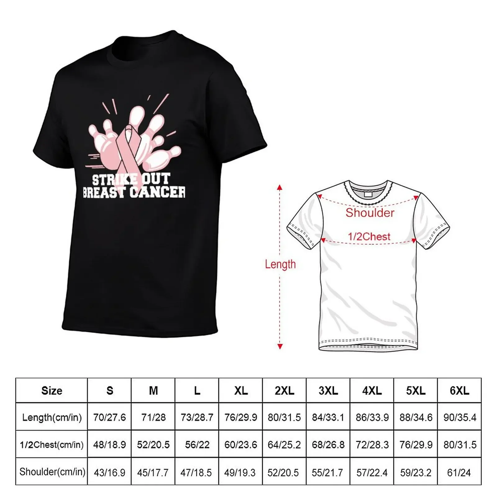 Strike Out Breast Cancer Bowling T-Shirt tees vintage anime shirt t shirt for men