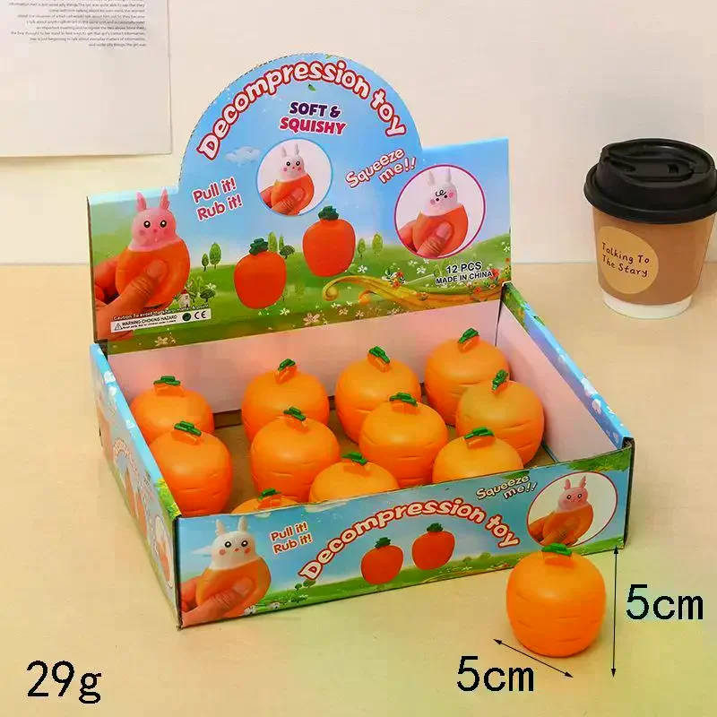 /Cna/Carrot Rabbit Squeeze Telescopic Toys Kids Children's Radish Rabbit Cup Pinch Music Toy Creative Stress Relief Gift